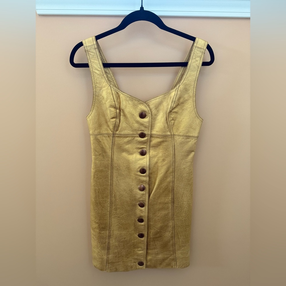 Free People NWT Gold Leather Dress